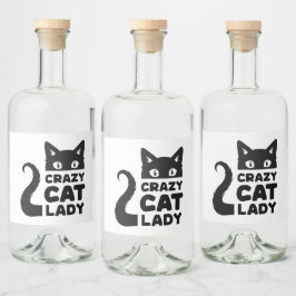 Crazy Cat Lady Eten & Drinken Labels Likeurfles Etiket