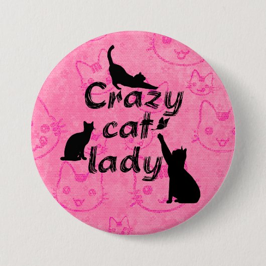 Crazy Cat Lady Fun Playful Cats Ronde Button 7,6 Cm (Voorkant)