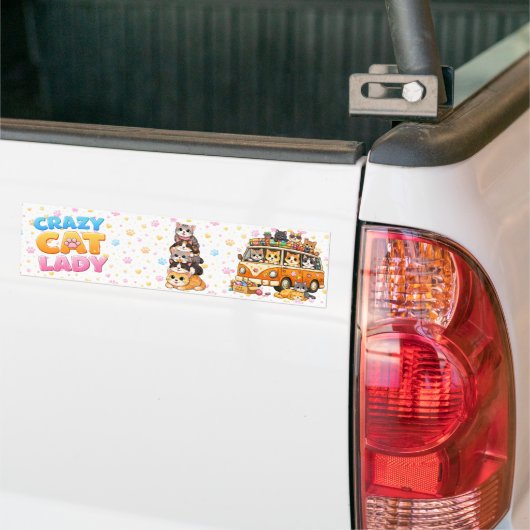 Crazy Cat Lady Funny Bumper Sticker (Sur camion)