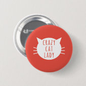 Crazy Cat Lady Funny Button Red (Voorkant /achterkant)