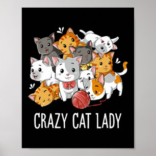 Crazy Cat Lady Grappige Meisjes Vrouwen Kitten Die Poster
