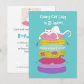 Crazy cat lady grappige verjaardagsfeest Invites Kaart (Voorkant / Achterkant)