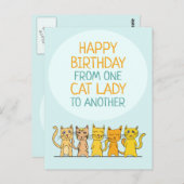 Crazy Cat Lady Happy Birthday Briefkaart (Voorkant / Achterkant)