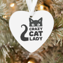 Crazy Cat Lady Heart Ornement de vacances