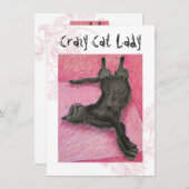 Crazy Cat Lady Indie Invitations d'anniversaire (Devant / Derrière)