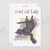 Crazy Cat Lady Invitations d'anniversaire (Devant / Derrière)