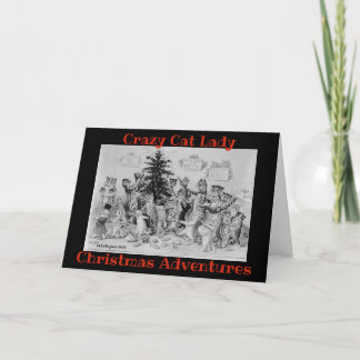 Crazy Cat Lady Kerstavonturen Kerstkaart Kaart