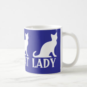 Crazy cat lady koffie mok ontwerp met witte kitten