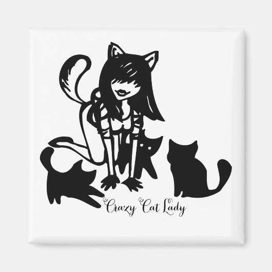 Crazy Cat Lady Magnet Magneet (Voorkant)