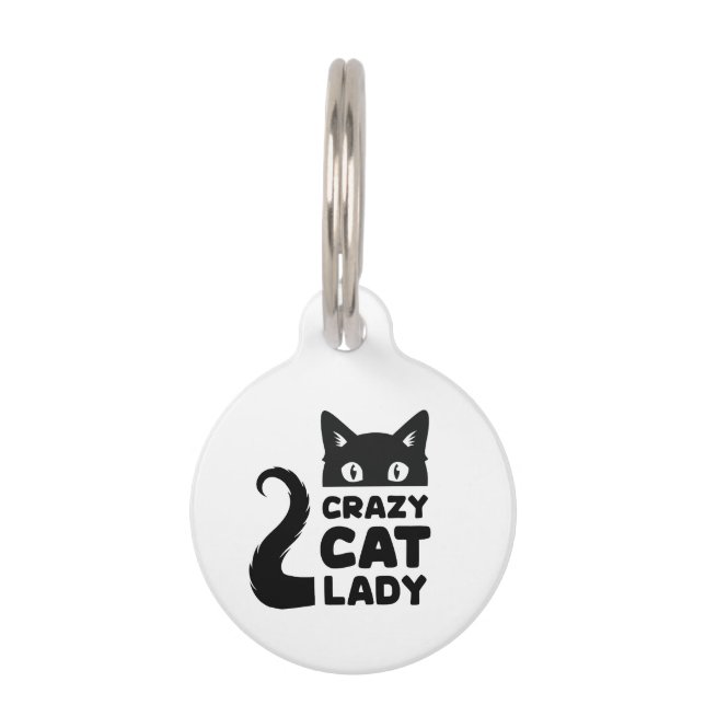 Crazy Cat Lady Naam Tag Huisdierpenning (Voorkant)