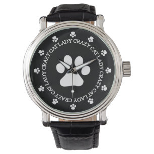 Crazy Cat Lady Paw Print Horloge