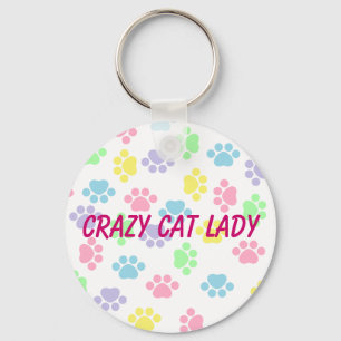 Crazy Cat Lady - Paw Prints - Sleutelhanger