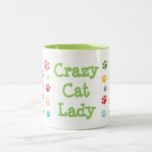 Crazy Cat Lady Pawprint Design Coffee Mok