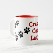 Crazy Cat Lady Pawprint Design Coffee Mok (Voorkant links)