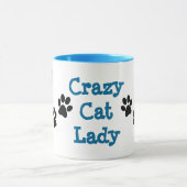 Crazy Cat Lady Pawprint Design Coffee Mok (Midden)