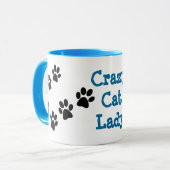 Crazy Cat Lady Pawprint Design Coffee Mok (Voorkant links)