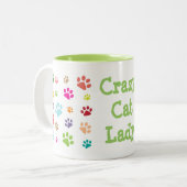 Crazy Cat Lady Pawprints Design Café Mug (Devant gauche)