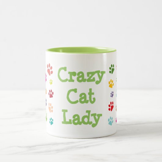 Crazy Cat Lady Pawprints Design Café Mug (Centre)