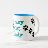 Crazy Cat Lady Pawprints Design Café Mug (Devant droit)