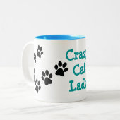 Crazy Cat Lady Pawprints Design Café Mug (Devant gauche)