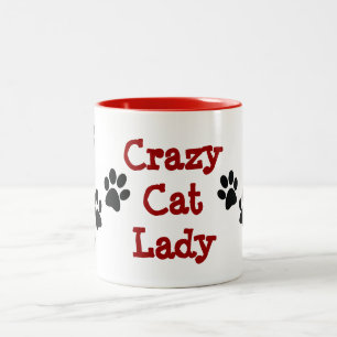 Crazy Cat Lady Pawprints Design Café Mug