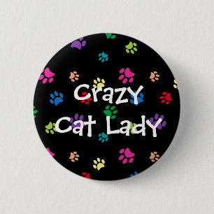 Crazy Cat Lady Rainbow Painbow Ronde Button 5,7 Cm