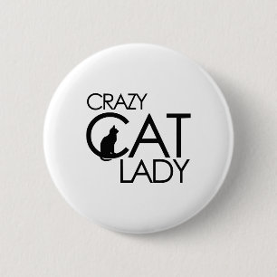 Crazy Cat lady Ronde Button 5,7 Cm