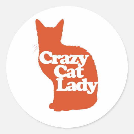 Crazy cat lady ronde sticker (Voorkant)