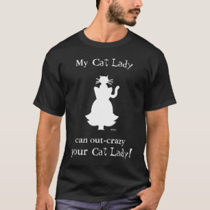 Crazy Cat Lady Silhouette die de lijn op het hoofd T-shirt