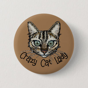 Crazy Cat Lady Speld Badge Ronde Button 5,7 Cm