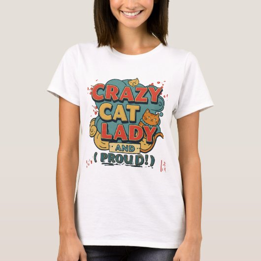 Crazy cat lady T-Shirt - katten liefhebbers (Voorkant)
