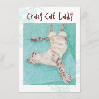 Crazy Cat Lady turquoise nodigt uit tot verjaardag Kaart