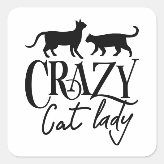 Crazy Cat Lady Vierkante Sticker (Voorkant)