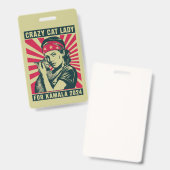 Crazy Cat Lady voor Kamala 2024 Badge (Voor- en achterkant)