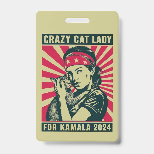 Crazy Cat Lady voor Kamala 2024 Badge (Voorzijde)