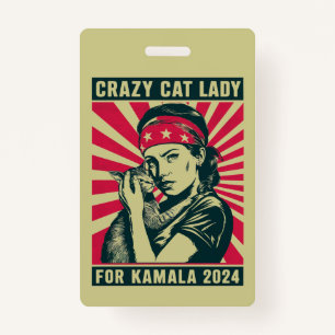 Crazy Cat Lady voor Kamala 2024 Badge