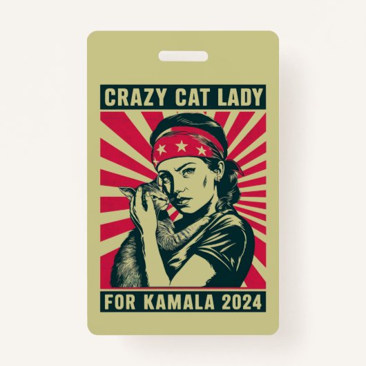 Crazy Cat Lady voor Kamala 2024 Badge (Voorkant)