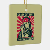 Crazy Cat Lady voor Kamala 2024 Keramisch Ornament (Rechts)