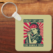 Crazy Cat Lady voor Kamala 2024 Sleutelhanger (Voorkant)
