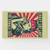Crazy Cat Lady voor Kamala 2024 Spandoek (Horizontaal)