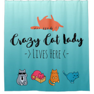 Crazy Cat Lady woont hier Douchegordijn