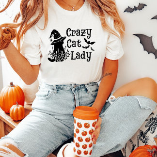 Crazy Cat Lady Zwarte Kat Halloween T-shirt