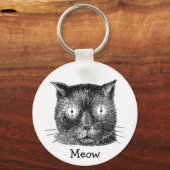 Crazy Cat met Clock Eyes Sleutelhanger (Voorkant)