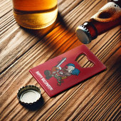 Crazy Chainsaw Clown Happy Halloween Cartoon Kredietkaart Flessenopener