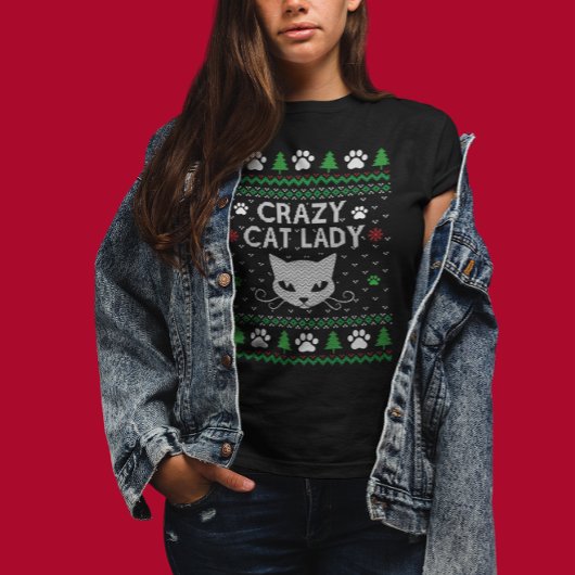 Crazy Chat Lady Vilain Sweat de Noël