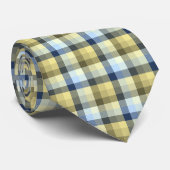 Crazy Check Pset Khaki en Navy Two-Sided Stropdas (Opgerold)