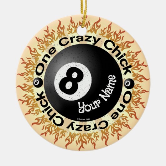Crazy Chick Eightball Keramisch Ornament (Voorkant)