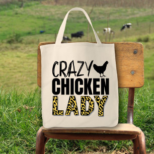 Crazy Chicken Lady Fun Boeren Markt Tote Bag
