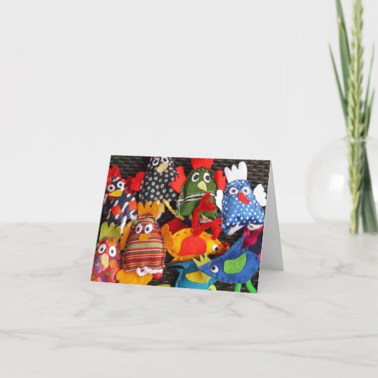 Crazy Chickens Vingerpoppen Craft Notecards Kaart (Voorkant)