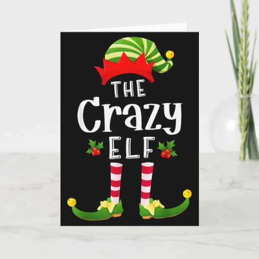 Crazy Christmas Elf Matching Pajama X-mas Party Kaart (Voorkant)